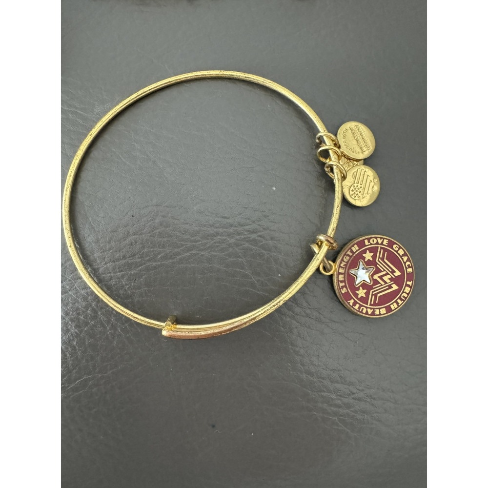 Alex and Ani Charm Bracelet Gold tone Red Wonder Woman DC RARE